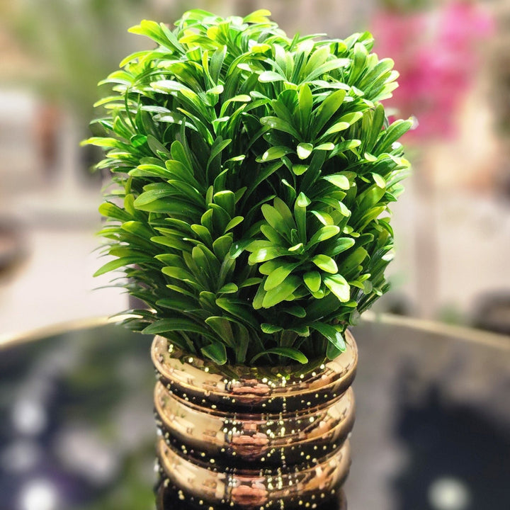 TP- 004 - Artificial Bonsai Long Leaves in Gold colour plated Ceramic Pot