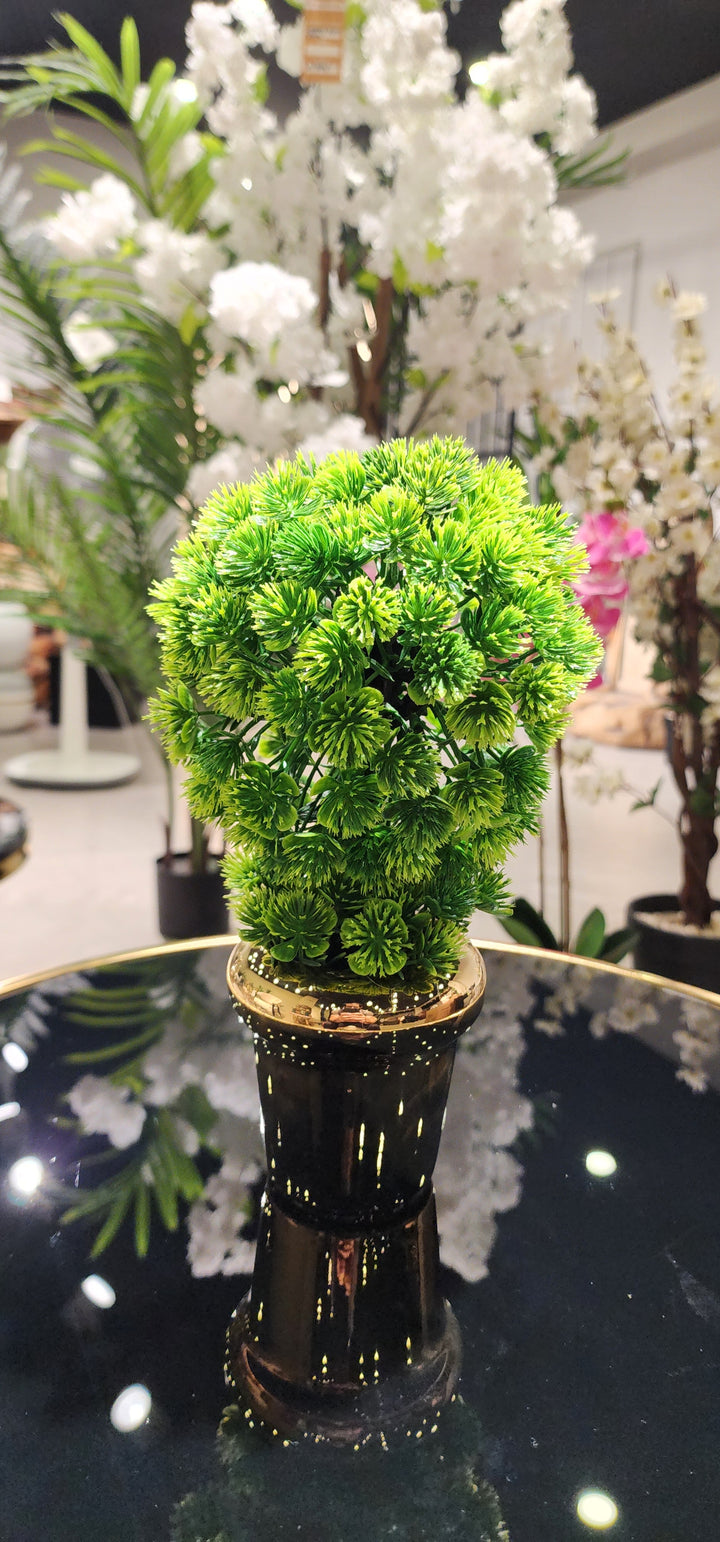 TP-22 - Artificial Flower Bonsai shape Gold Colour Ceramic Pot, 10 Inches