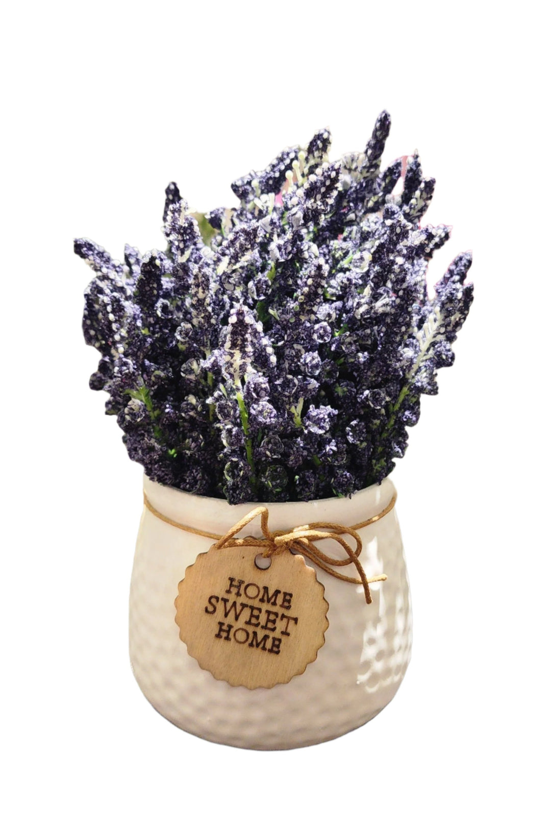 TP-007 - Artificial Blue Lavender in White Ceramic Pot, 8 Inches