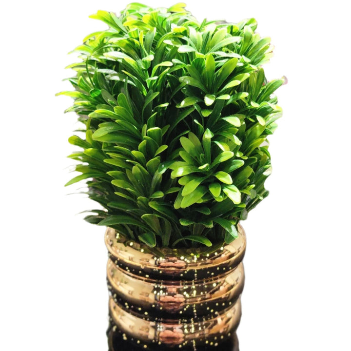 TP- 004 - Artificial Bonsai Long Leaves in Gold colour plated Ceramic Pot