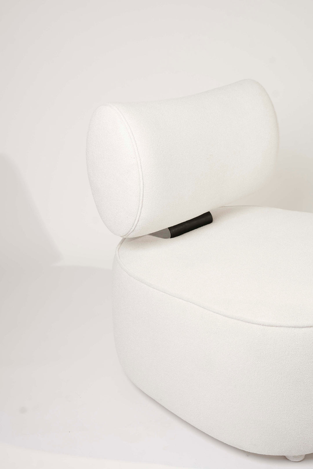 LUNA | White Bouclé Chair and Footstool Set