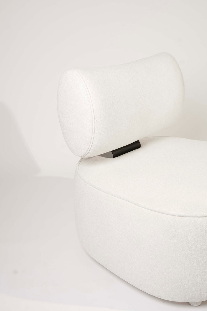 LUNA | White Bouclé Chair and Footstool Set