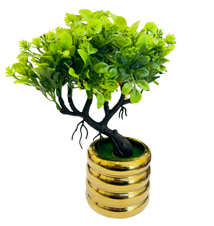 TP-26 - Artificial Tree Bonsai Gold  Colour Ceramic Pot, 9.5 Inches