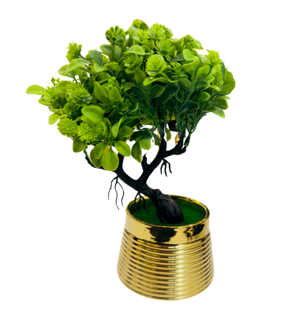 TP-26 - Artificial Tree Bonsai Gold  Colour Ceramic Pot, 9.5 Inches