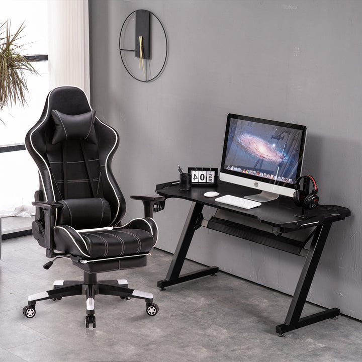 Gaming Chair White with Footrest - 742